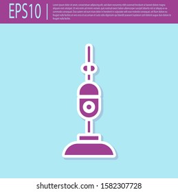 Retro purple Vacuum cleaner icon isolated on turquoise background.  Vector Illustration
