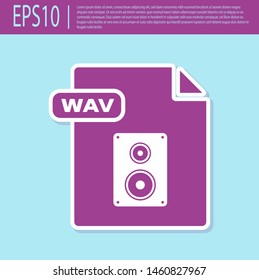 Retro purple WAV file document. Download wav button icon isolated on turquoise background. WAV waveform audio file format for digital audio riff files.  Vector Illustration