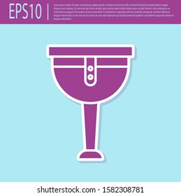 Retro purple Wooden pirate leg icon isolated on turquoise background.  Vector Illustration