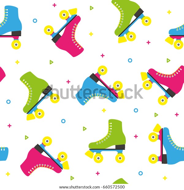 Retro Quad Roller Skates Colorful Seamless Stock Vector (Royalty Free ...