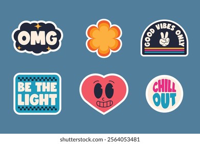 Retro Quote Sticker Pack Vintage Style Design Templates