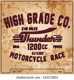 Retro race motor for apparel vector illustration.