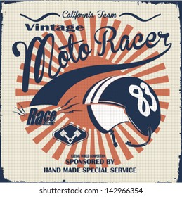 retro race motor print.vector collection.