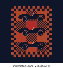 Retro racing car  illustration. T shirt graphics. Print. Vector.