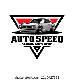 vector de logotipo de coche de carreras retro