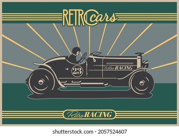 Retro Racing Car Poster, 1910s - 1920s Sport Car