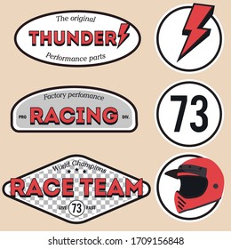 Retro racing logos and stickers.
Vectorial illustration.