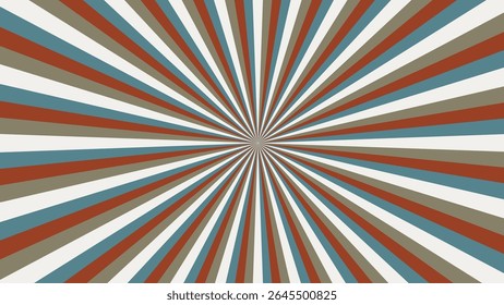 Retro radial burst pattern with red, blue, and brown stripes