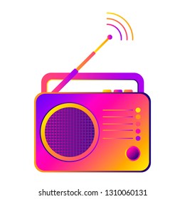 Retro radio with antenna. A vivid illustration of the receiver of radio waves to the "Day of Radio" on February 13. Vector illustration