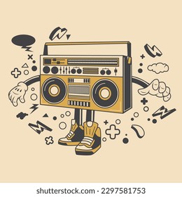 Ilustración vectorial de caracteres de radio retro