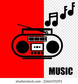 retro radio cassette player, icon vector