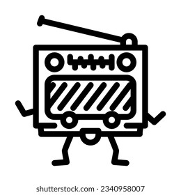 retro radio character music line icon vector. retro radio character music sign. isolated contour symbol black illustration