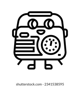 retro radio character music line icon vector. retro radio character music sign. isolated contour symbol black illustration