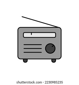 Icono de escala de grises vectorial de color de radio retro. Símbolo gráfico para el diseño de aplicaciones y sitios web de música y sonido, logotipo, aplicación, interfaz de usuario