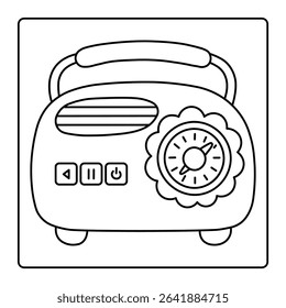 Retro Radio Coloring Page – Cute Vintage Music Player Line Art for Kids