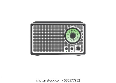 Retro radio. Detailed elements. Old retro vintage player icon. Flat vector illustration