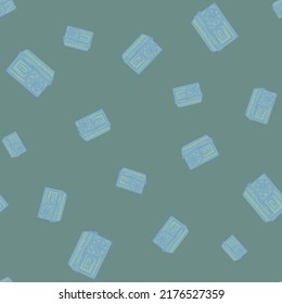 Radio retro grabado patrón sin fisuras. Equipo de medios de comunicación de época con estilo dibujado a mano. Esbozar dispositivo antiguo. Textura para tela, papel pintado, textil, impreso, título, papel envolvente. Ilustración vectorial.