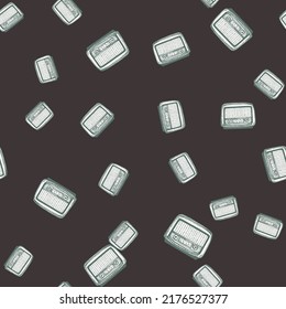 Retro radio engraved seamless pattern. Vintage media equipment in hand drawn style. Sketch texture for fabric, wallpaper, textile, print, title, wrapping paper. Vector illustration.