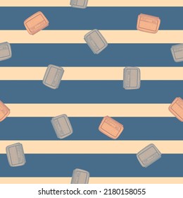 Retro radio engraved seamless pattern. Vintage media equipment in hand drawn style. Sketch texture for fabric, wallpaper, textile, print, title, wrapping paper. Vector illustration.