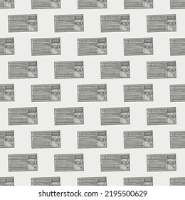 Retro radio engraved seamless pattern. Vintage media equipment in hand drawn style. Sketch texture for fabric, wallpaper, textile, print, title, wrapping paper. Vector illustration.