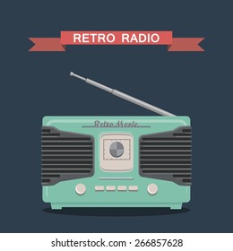retro radio flat design