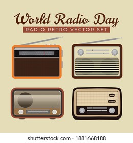 Paquete de diseño plano de radio retro
