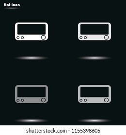 Retro radio flat grayscale vector icon.
