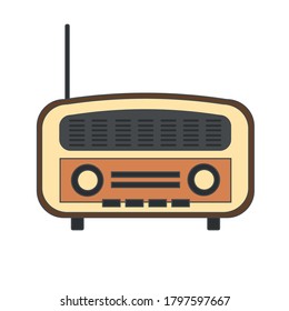 Retro radio flat icon vector