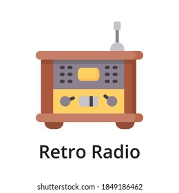 Retro radio flat vector illustration. Single object. Icon for design on white background