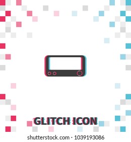 Retro radio  glitch effect vector icon.