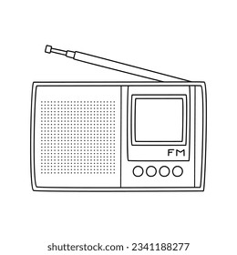 Retro radio hand drawn sketch. Vector illustration, isolated on white.