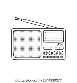 Retro radio hand drawn sketch. Vector illustration, isolated on white.