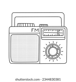 Retro radio hand drawn sketch. Vector illustration, isolated on white.
