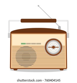 Retro radio, retro radio icon with antenna. Flat design, vector illustration, vector.