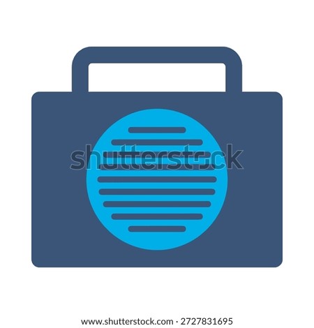 Retro radio icon blue flat vector design vintage audio symbol music sound broadcast tuner graphic element sign