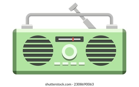  Retro radio icon. Cartoon cute radio. Clipart isolated on white background.