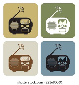 Retro radio icon with color variations, vector EPS 10.