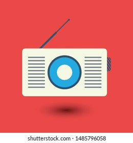 retro radio icon - flat icon - vector vintage technology - sound media symbol
