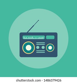 retro radio icon - flat icon - vector vintage technology - sound media symbol
