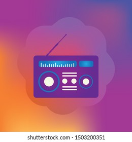 retro radio icon - flat icon - vector vintage technology - sound media symbol