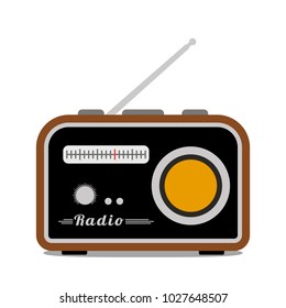 Retro radio icon isolated on white background. Flat vector illustration