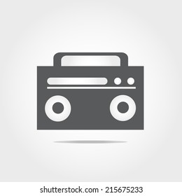 Retro radio icon on white background