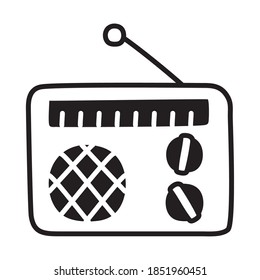 retro radio icon over white background, silhouette style, vector illustration