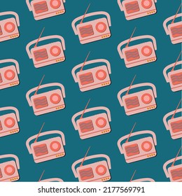 retro radio icon seamless pattern