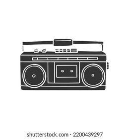 Retro Radio Icon Silhouette Illustration. MusicVector Graphic Pictogram Symbol Clip Art. Doodle Sketch Black Sign.