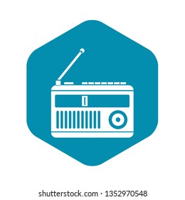 Retro radio icon in simple style isolated on white background. Listening music symbol