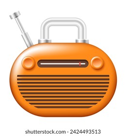 Retro radio icon. Vector 3D radio. Clipart isolated on white background.