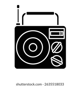 Retro radio icon vector illustration, black and white, radio clip art, clip art radio, antique radio silhouette