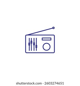 Retro radio line icon vector format with antenna.
