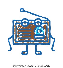retro radio music character doodle icon sketch vector. retro radio music character sign. isolated symbol illustration